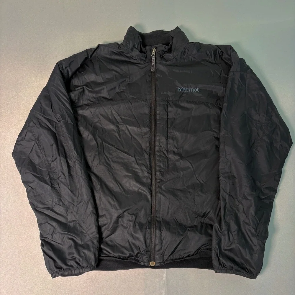 Marmot Mens Black Full Zip Windbreaker Ripstop Jacket Size Large